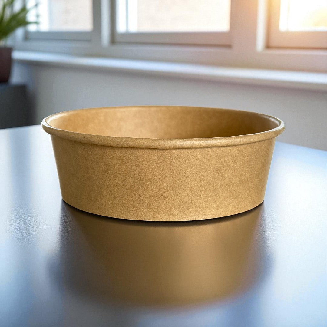 Kraft 500ml Round Bowl Pack 300 Side - Propus Packaging