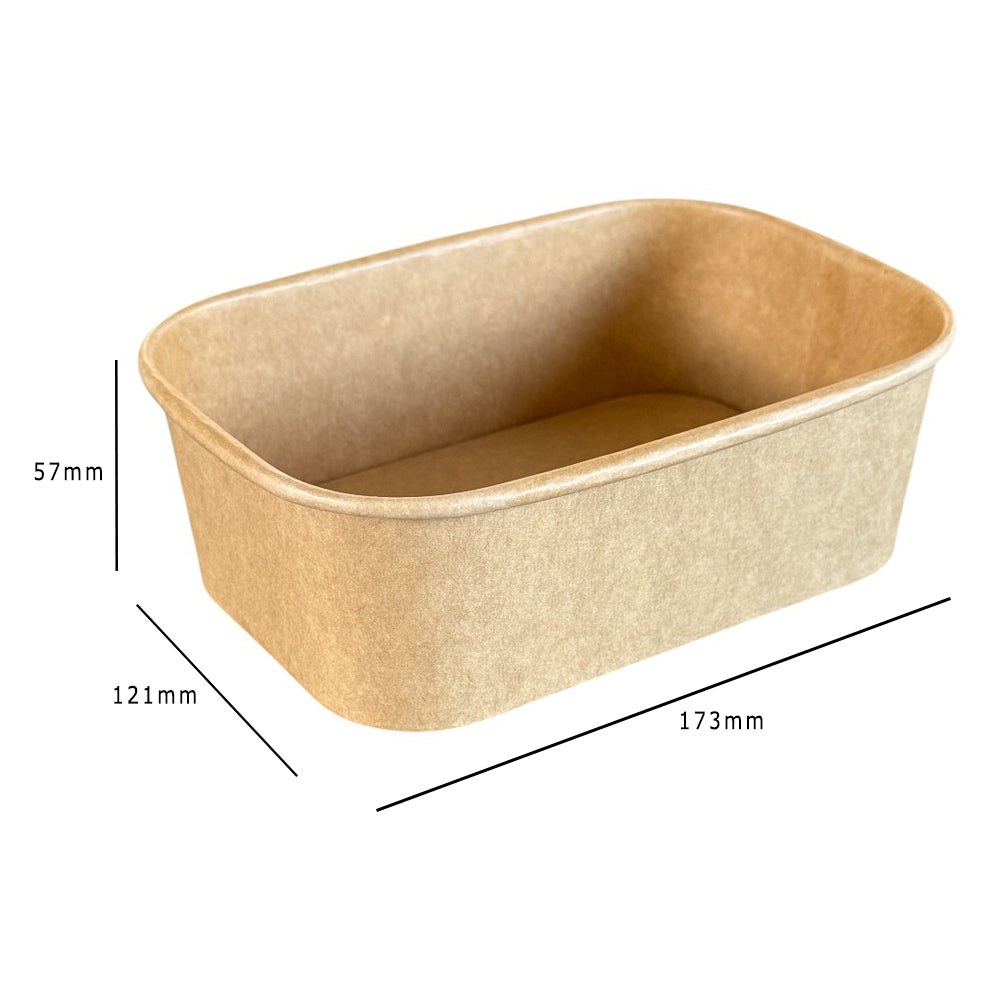 Kraft 750ml Rectangular Bowl Dimensions - Propus Packaging 