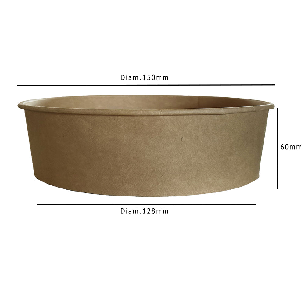 Kraft 750ml Round Bowl Dimensions - Propus Packaging
