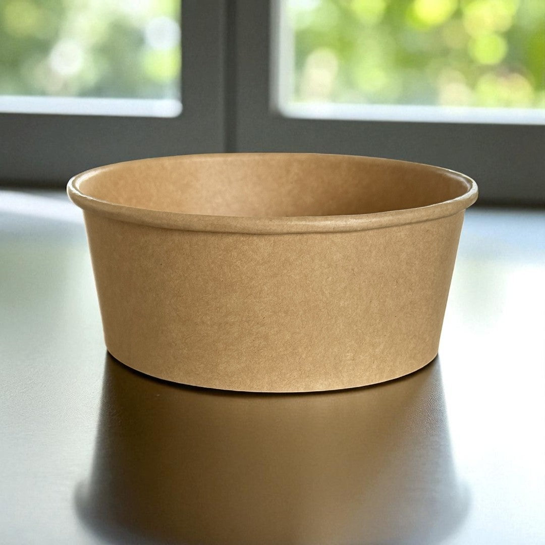 Kraft 750ml Round Bowl Pack 300 Side - Propus Packaging