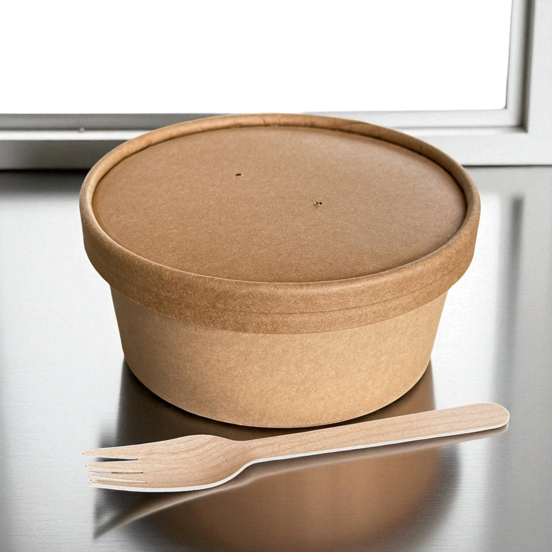 Kraft 750ml Round Bowl With Kraft Lid - Propus Packaging