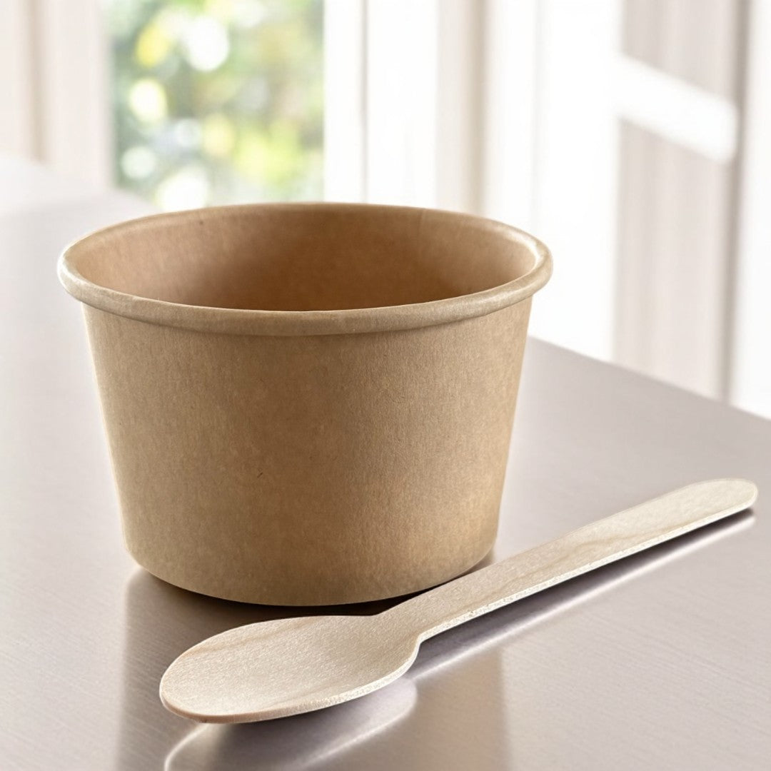 Kraft 8oz Round Tub Container With Spoon - Propus Packaging 