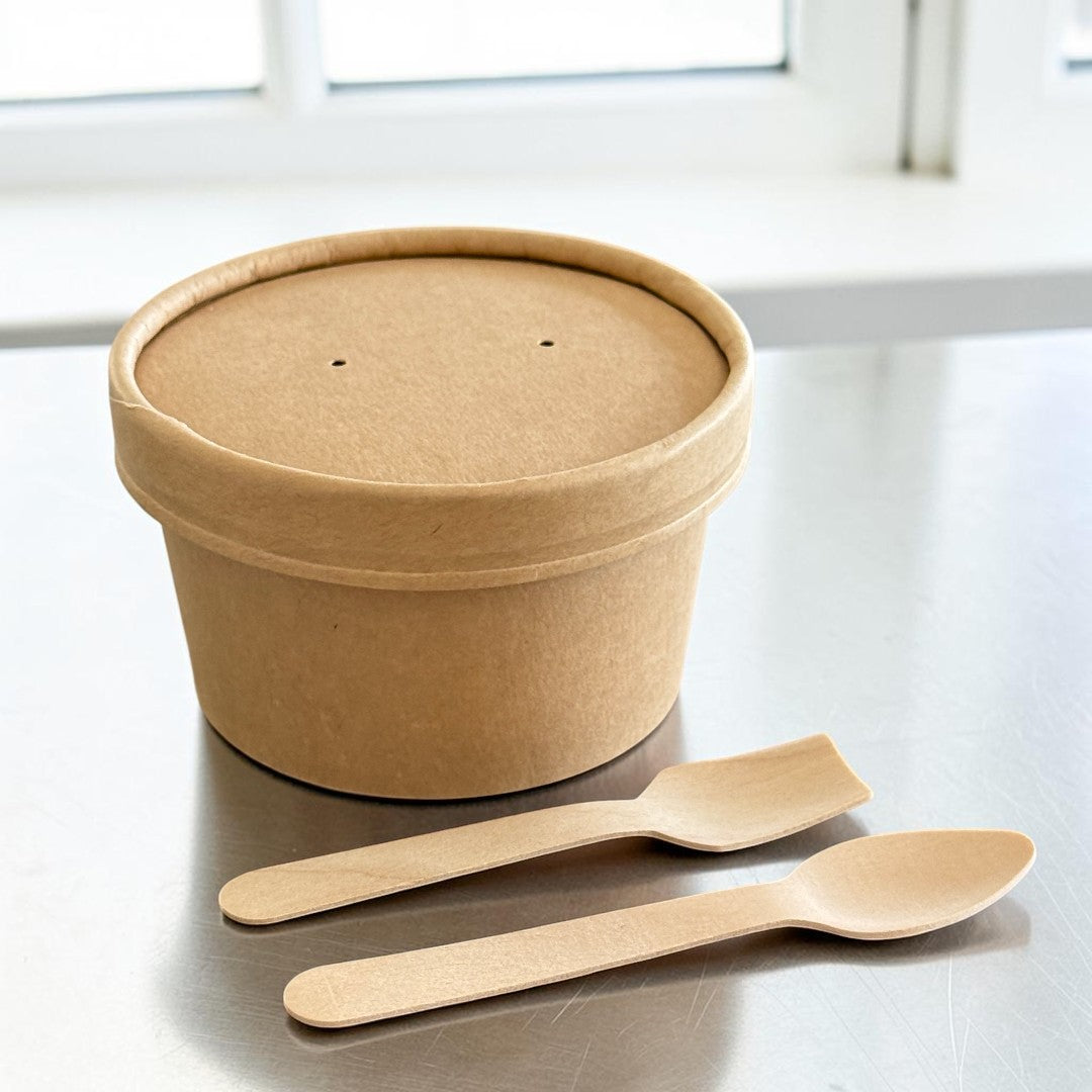 Kraft 8oz Round Tub Container With Kraft Lid On - Propus Packaging