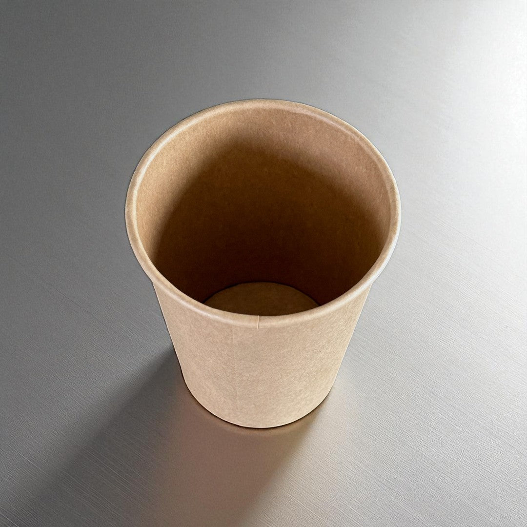 Kraft 8oz Single Wall Paper Cup Overhead - Propus Packaging