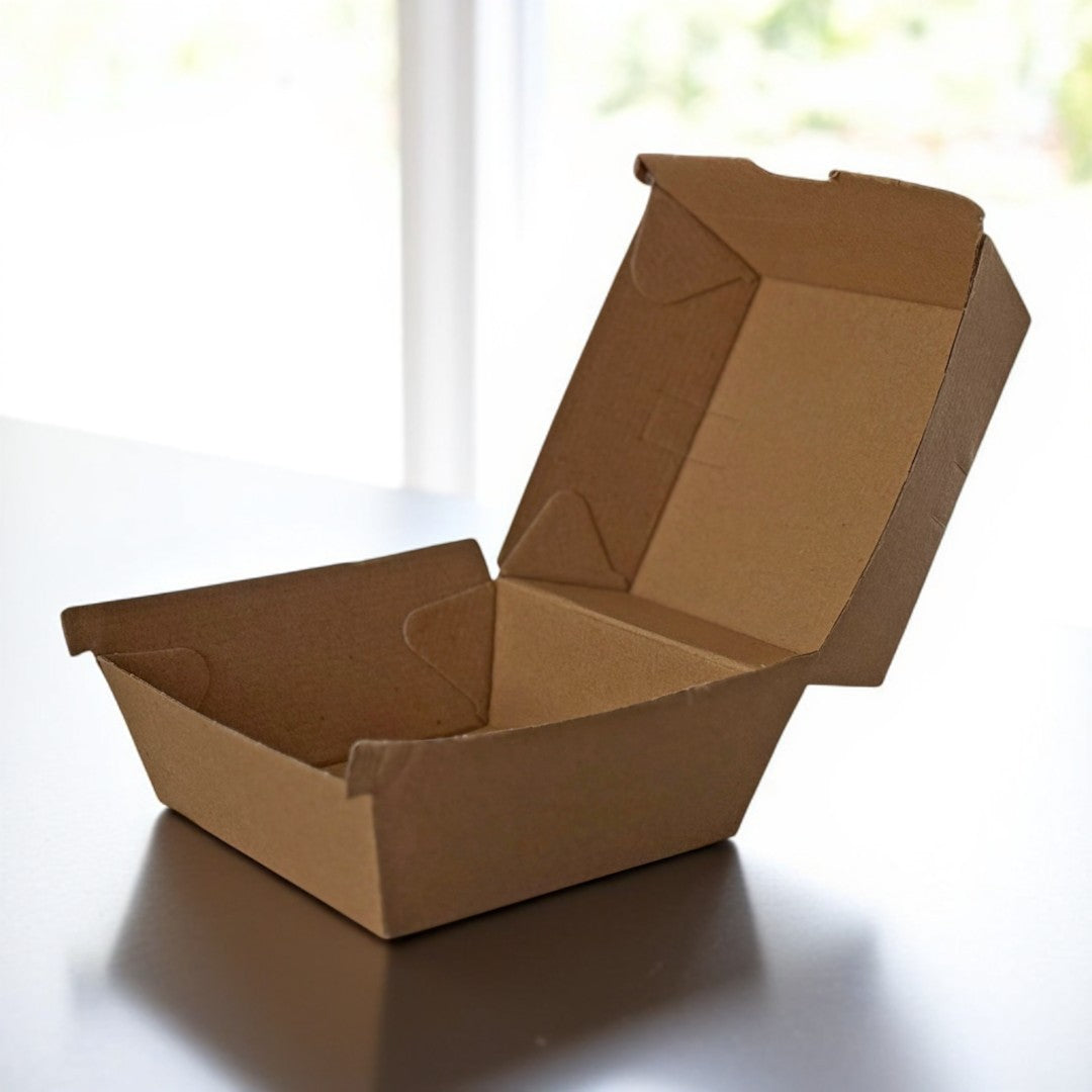 Kraft Clamshell Burger Box 105x102x85mm Lifestyle White - Propus Packaging