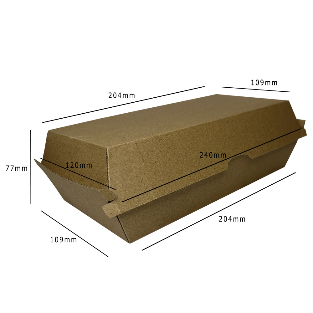 Kraft Clamshell Meal Box 204x109x77mm Pack 200 - Propus Packaging