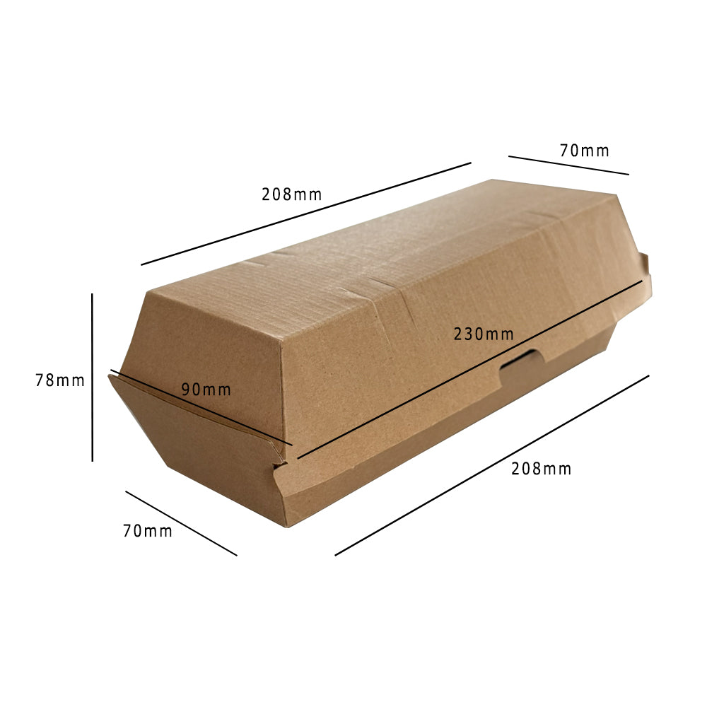 Kraft Clamshell Meal Box 208x70x78mm Pack 200 - Propus Packaging