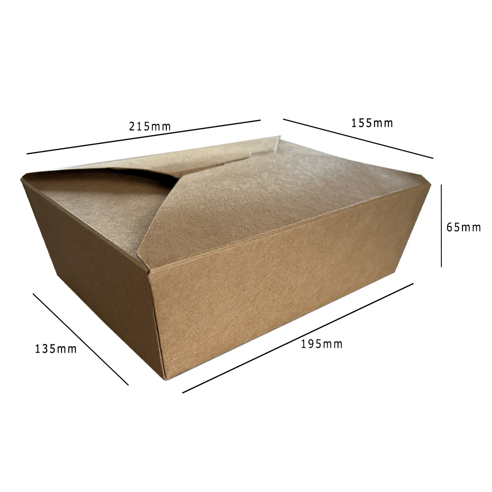 Kraft 2000ml Deli Meal Snack Box No.3 Dimensions - Propus Packaging