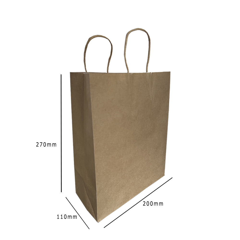 Kraft Paper Carrier Bag With Twist Handle 200x110x270mm Pack 500 - Propus Packaging