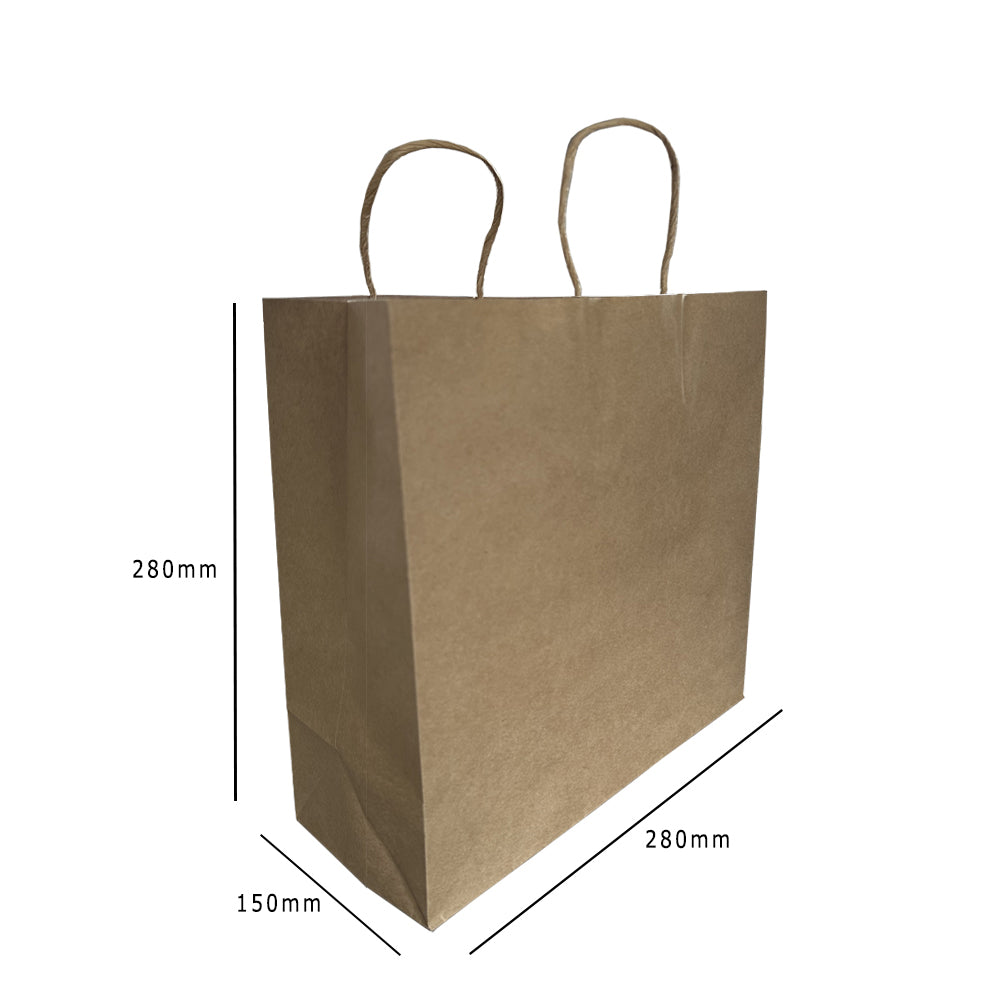 Kraft Paper Carrier Bag With Twist Handle 280x150x280mm Pack 500 - Propus Packaging