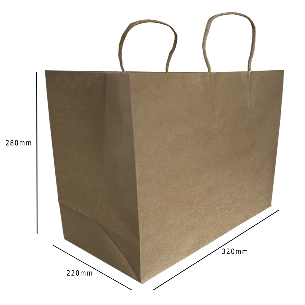 Kraft Paper Carrier Bag With Twist Handle 320x220x280mm Pack 250 - Propus Packaging
