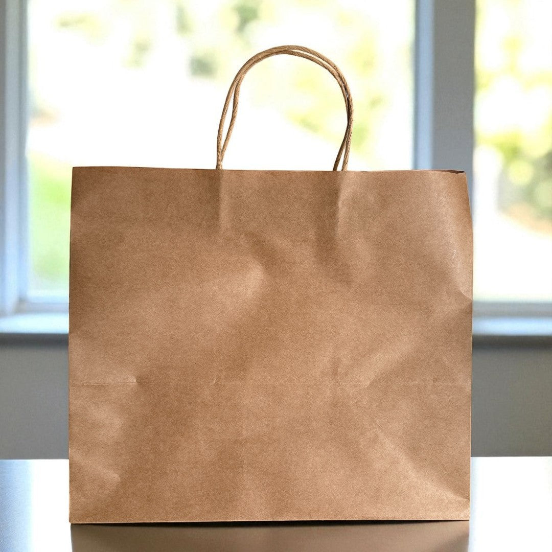 Kraft Paper Carrier Bag With Twist Handle 320x220x280mm Side - Propus Packaging