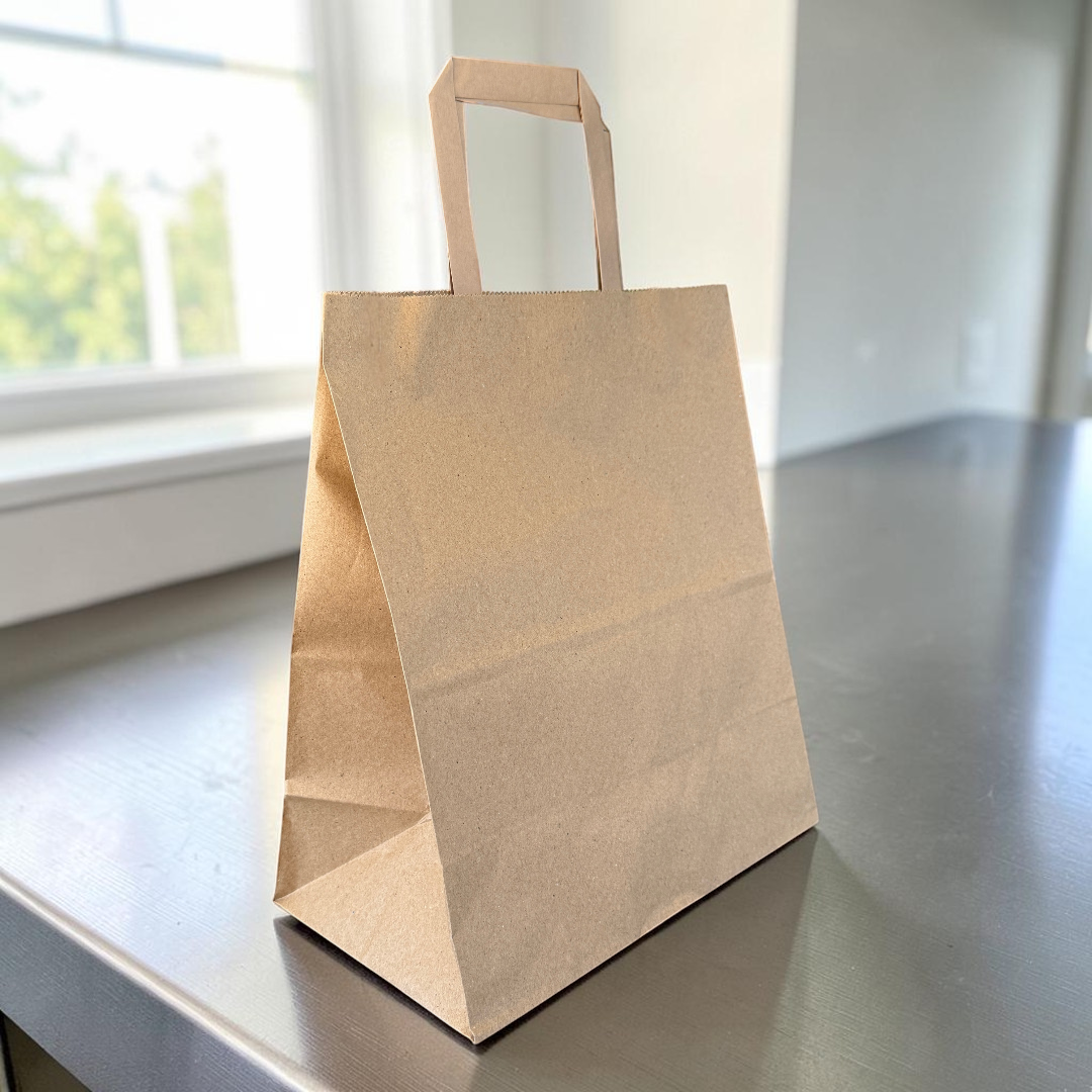 Large Flat Handle Kraft Paper Carrier Bag - Propus Packaging