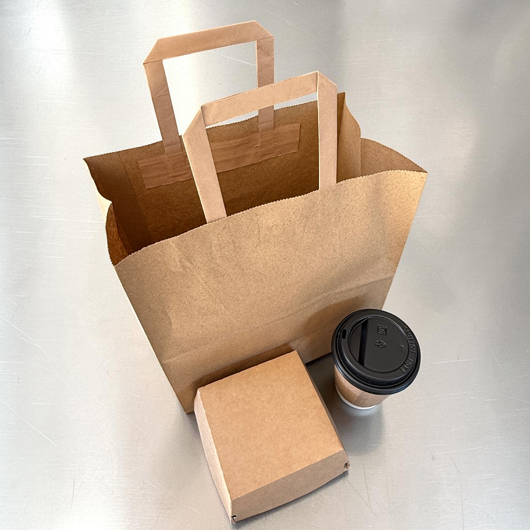 Large Flat Handle Kraft Paper Carrier Bag Overview - Propus Packaging