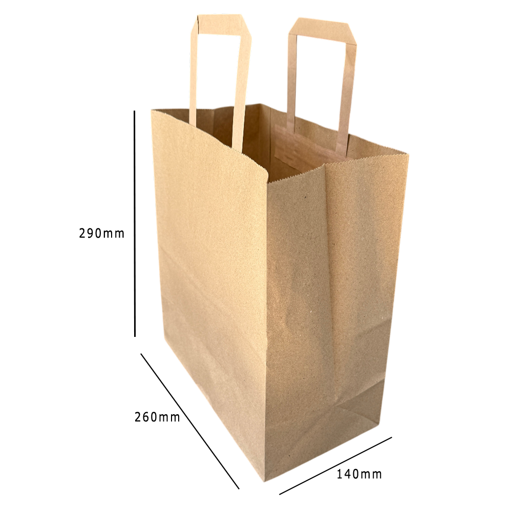 Large Flat Handle Kraft Paper Carrier Bag Dimensions - Propus Packaging