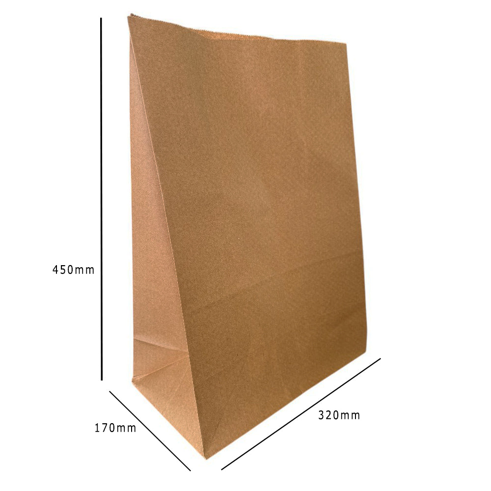 Large Kraft Paper Grab Bag 320x170x450mm Dimensions - Propus Packaging