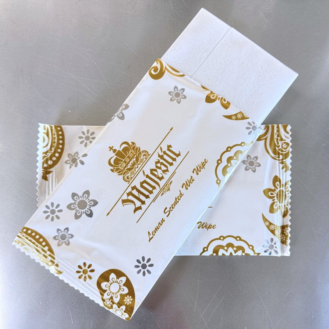 Large Lemon Scented Wipe 8x10" Sachet Opened - Propus Packaging