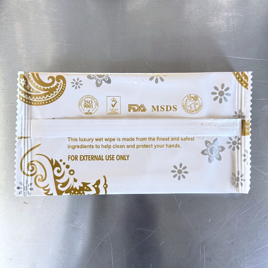 Large Lemon Scented Wipe 8x10" Sachet Rear - Propus Packaging