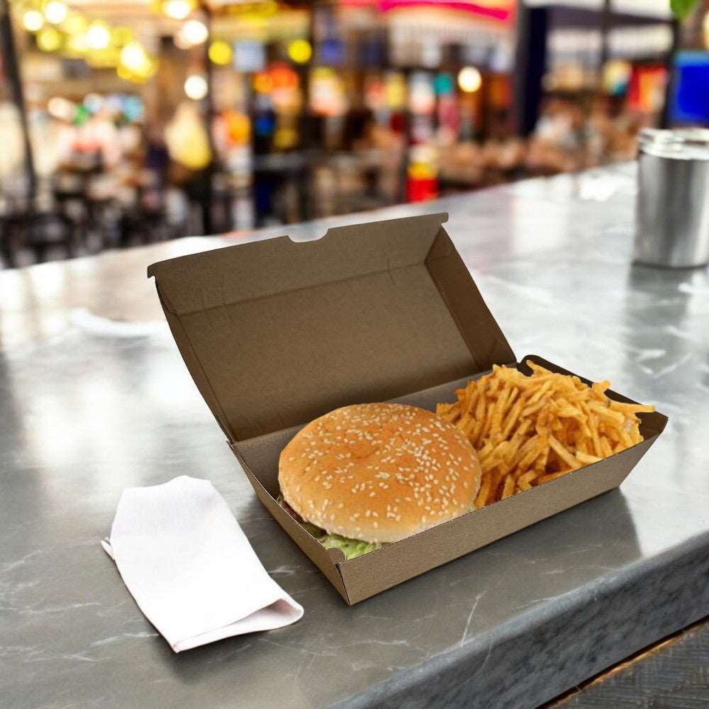 Kraft Clamshell Meal Box 204x109x77mm Pack 200 - Propus Packaging