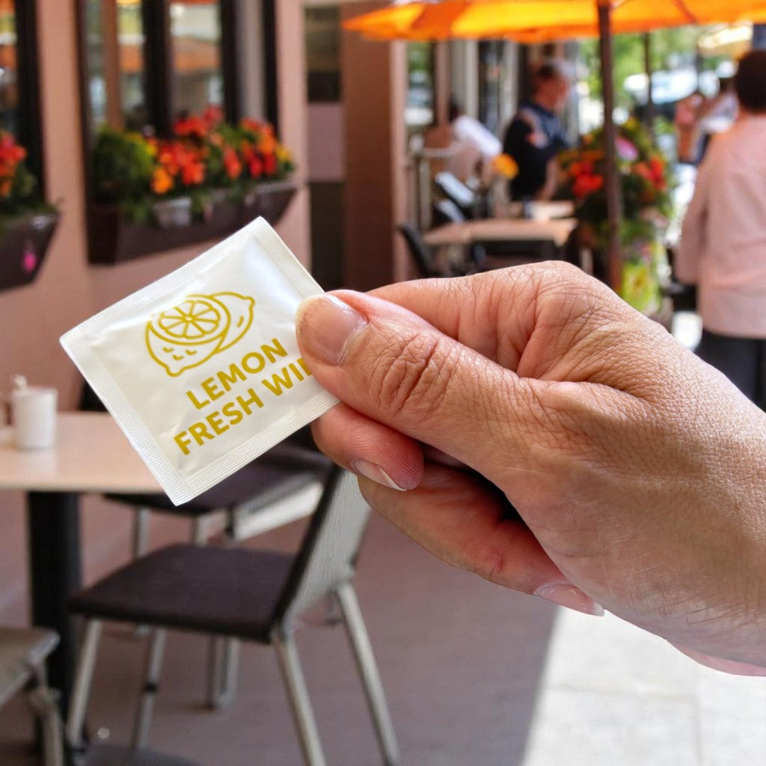 Lemon Fresh Wipe Sachets Lifestyle - Propus Packaging