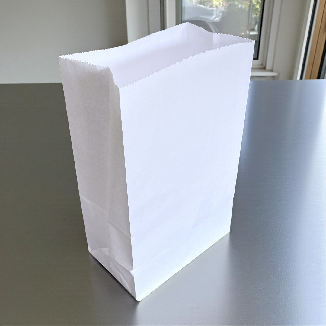 Medium White Paper Grab Bag 250x160x400mm Open - Propus Packaging