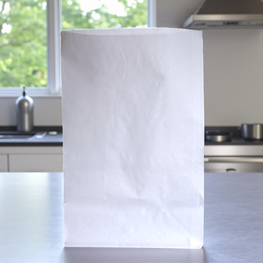 Medium White Paper Grab Bag 250x160x400mm Front - Propus Packaging