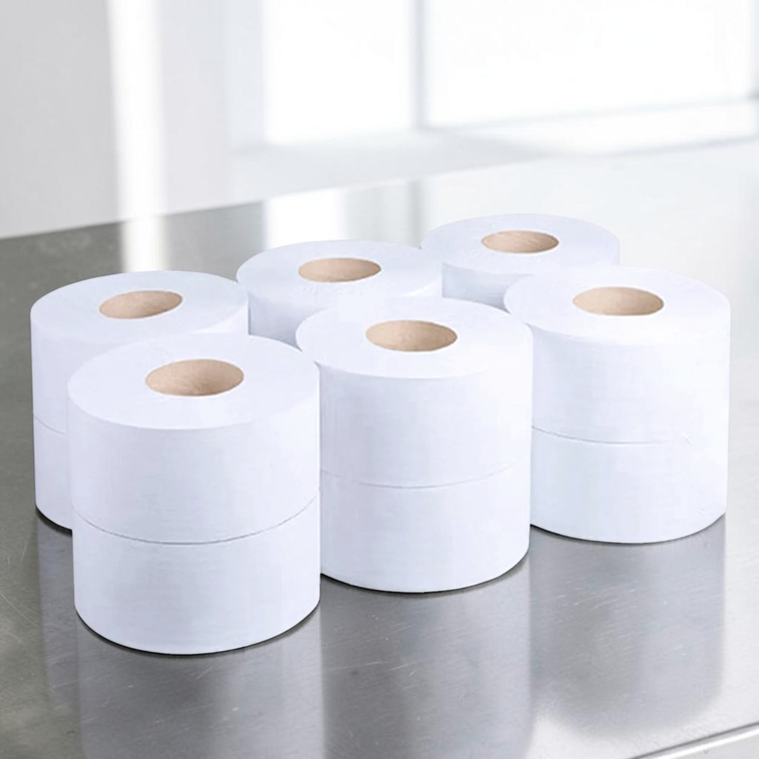 FK Mini Jumbo Toilet Rolls 150m 2-Ply 60mm Core Stack - Propus Packaging