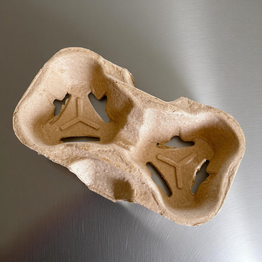 Moulded Pulp Fibre 2 Cup Carrier Tray Overhead - Propus Packaging