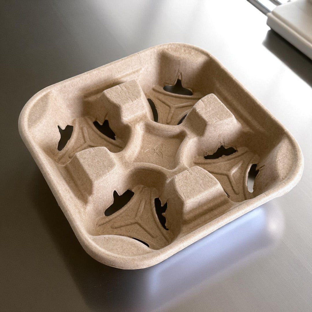 Moulded Pulp Fibre 4 Cup Carrier Tray - Propus Packaging
