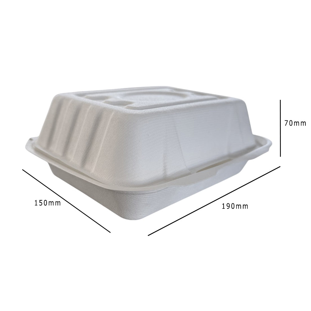 Natural Leaf Bagasse Small Fish & Chip Box 190x150x70mm Dimensions - Propus Packaging