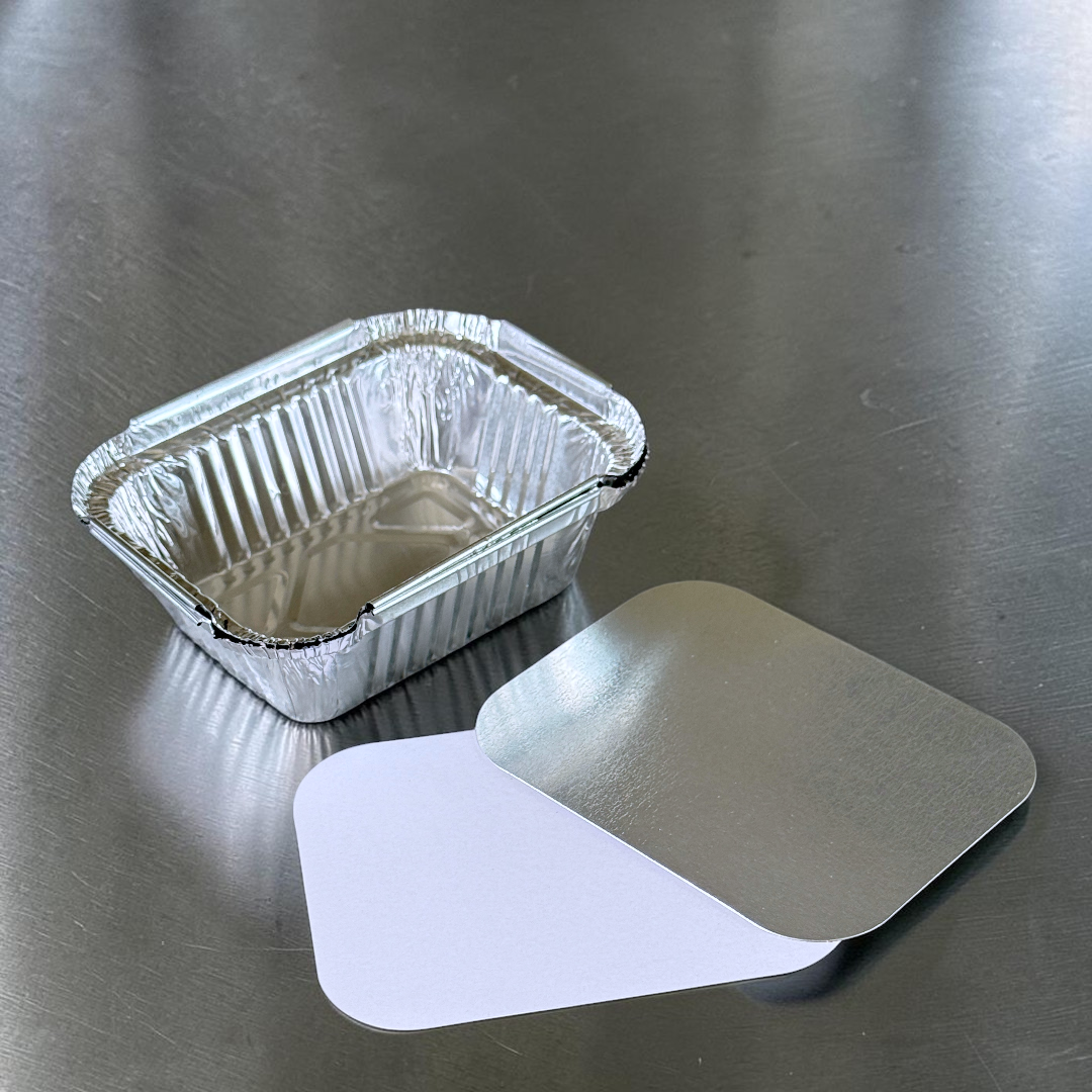 No.1 Aluminium Foil Container With Foil Lined Poly Board Lid Open - Propus Packaging