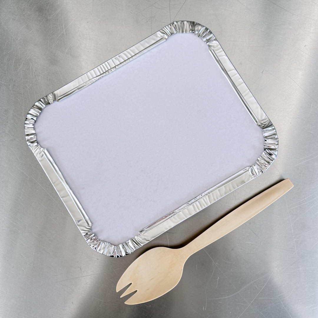 No.2 Aluminium Foil Container With Foil Lined Poly Board Lid Closed - Propus Packaging
