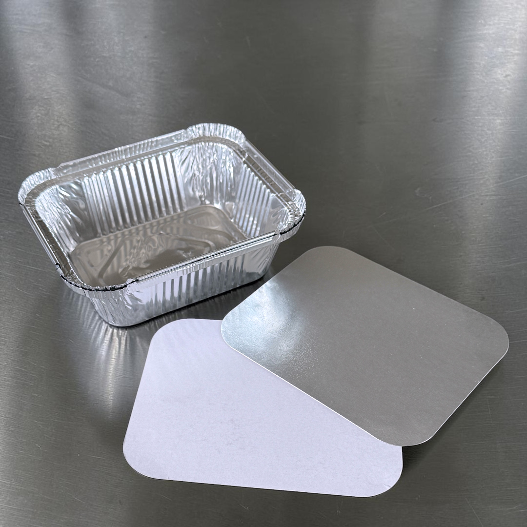 No.2 Aluminium Foil Container With Foil Lined Poly Board Lid Open - Propus Packaging