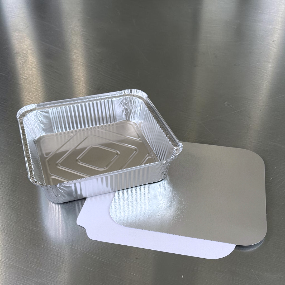 No.9 Aluminium Foil Deep Container With Foil Lined Poly Board Lid Pack 200 Open - Propus Packaging