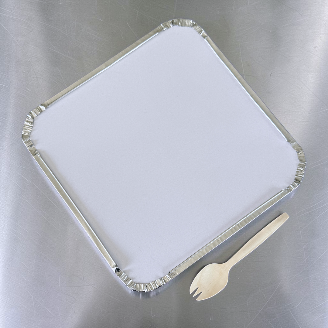 No.9 Aluminium Foil Deep Container With Foil Lined Poly Board Lid Pack 200 Closed - Propus Packaging