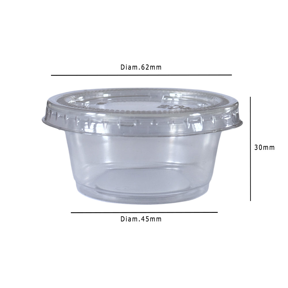 PET Clear 2oz Sauce Pot With Lid Dimensions - Propus Packaging