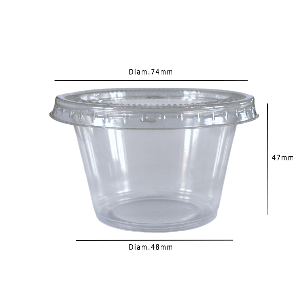 PET Clear 4oz Sauce Pots With Lid Dimensions - Propus Packaging