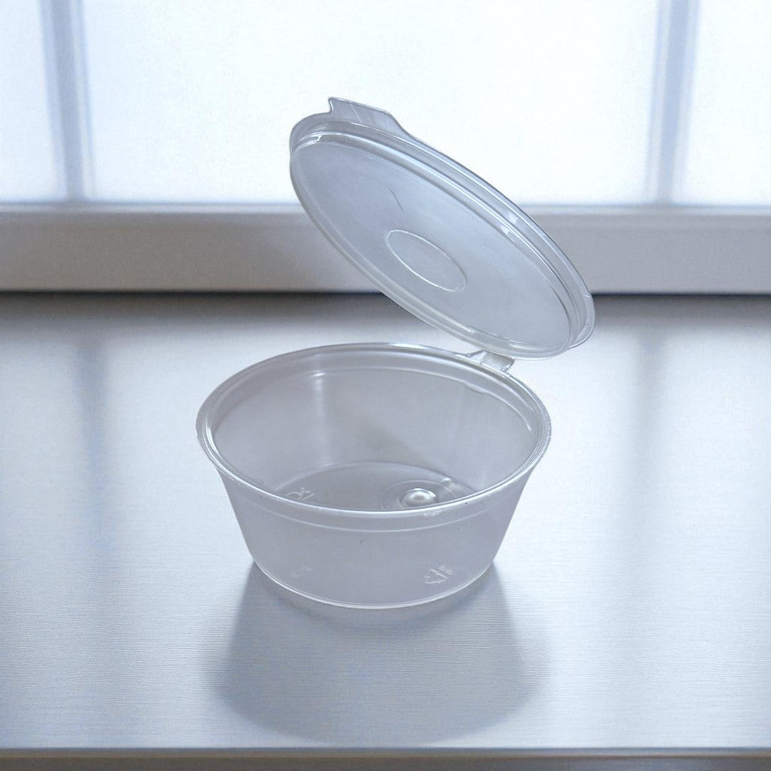 PP 2oz Sauce & Portion Pot With Hinged Lid - Propus Packaging