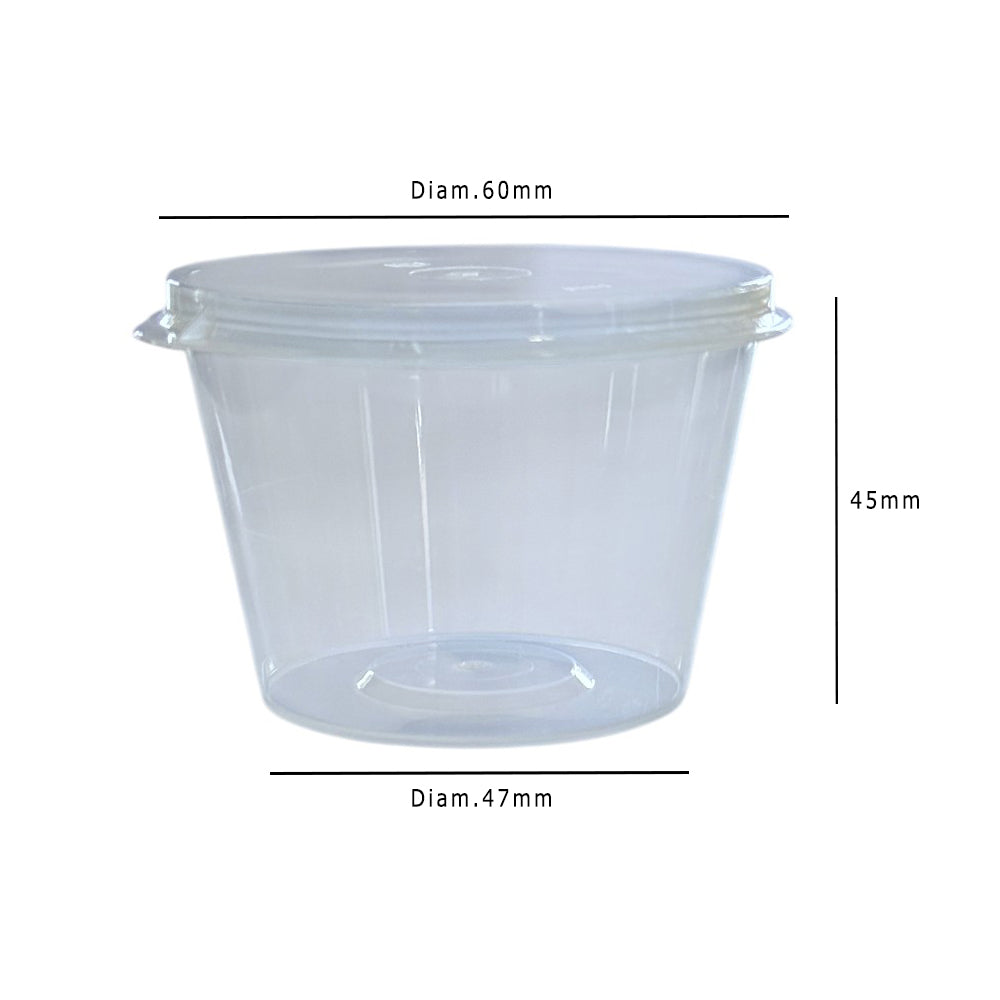 PP 4oz Sauce & Portion Pot With Hinged Lid Dimensions - Propus Packaging