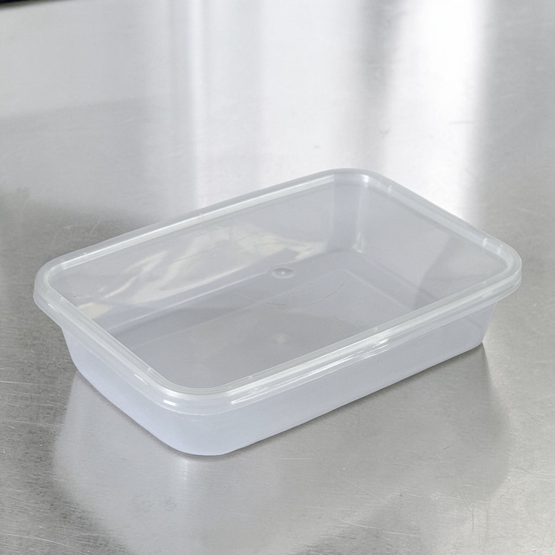 PP Clear Rectangular Microwave Container With Lid 500ml Closed - Propus Packaging