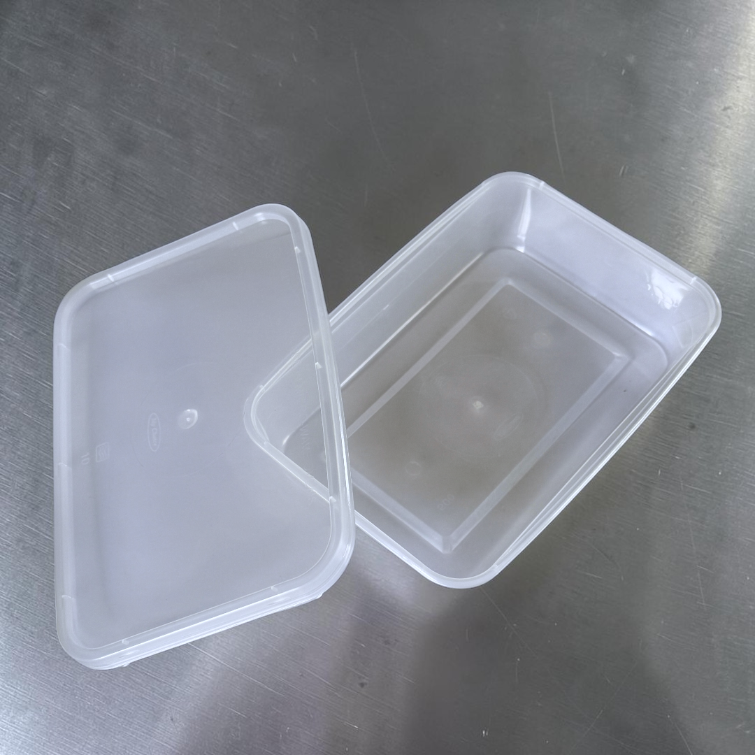 PP Clear Rectangular Microwave Container With Lid 500ml Open - Propus Packaging