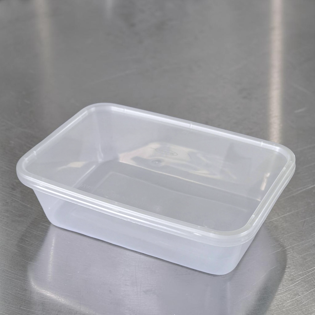 PP Clear Rectangular Microwave Container With Lid 650ml Closed - Propus Packaging
