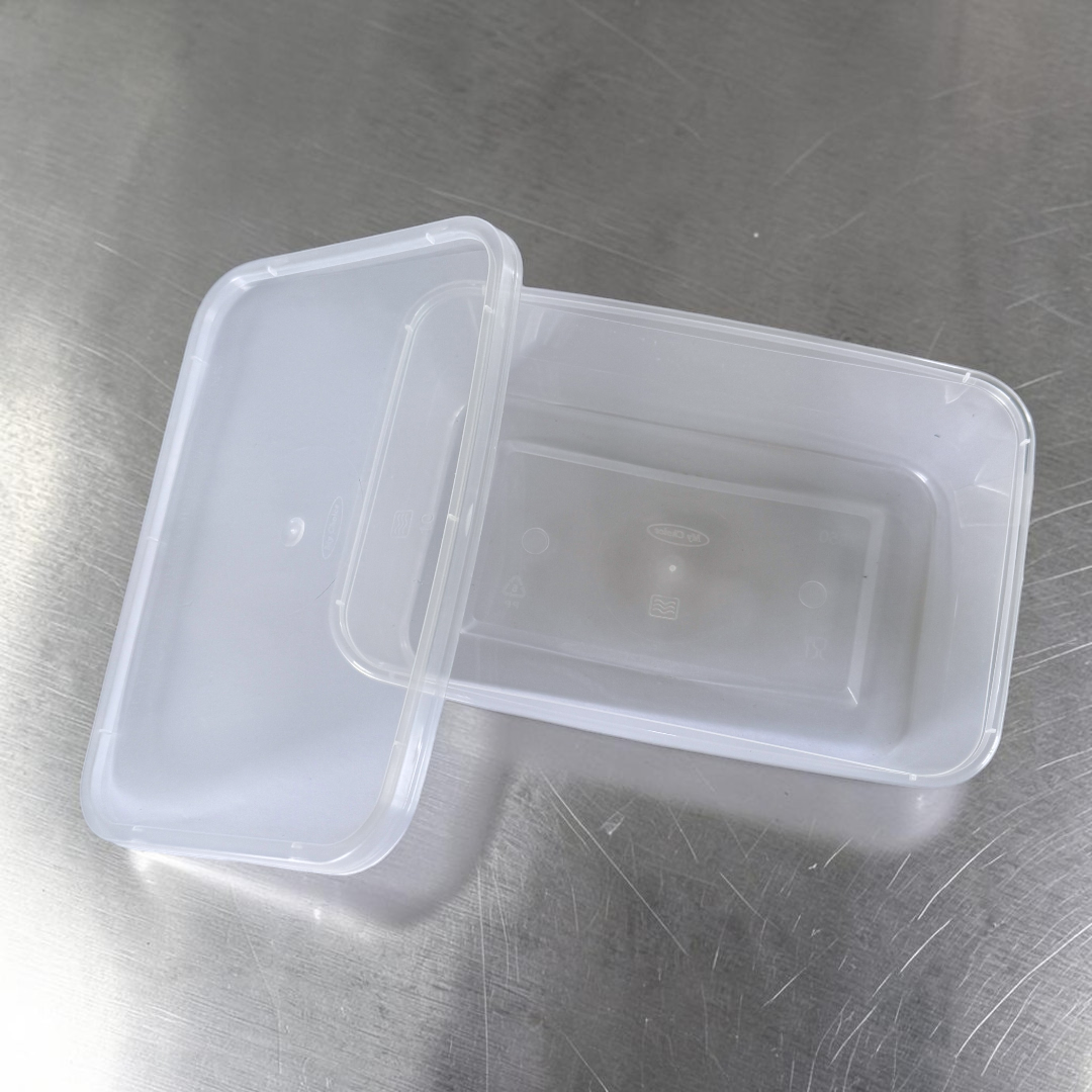 PP Clear Rectangular Microwave Container With Lid 650ml Open - Propus Packaging