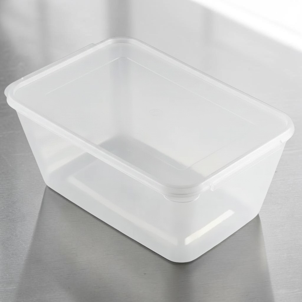 PP Clear Rectangular Microwave Container With Lid 1000ml Closed - Propus Packaging