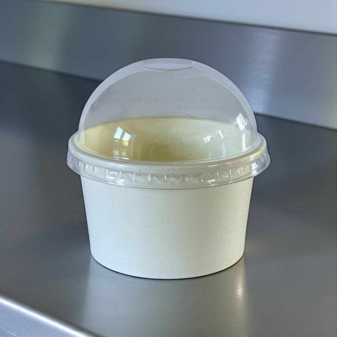 RPET Clear Dome Lid For 3.5oz Ice Cream Tub Lifestyle - Propus Packaging