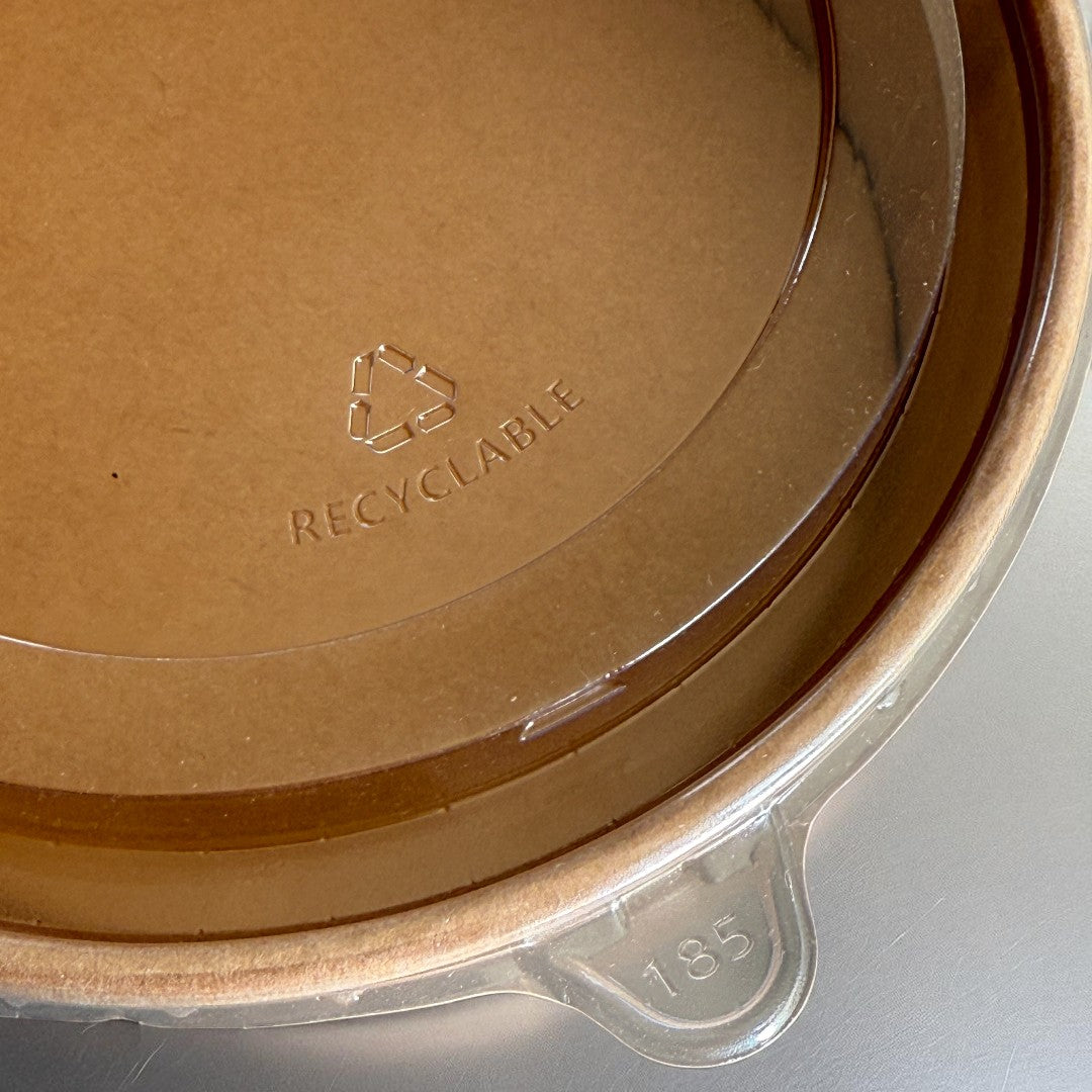 RPET Clear Lids For 185mm Round Salad Bowls Close Up - Propus Packaging