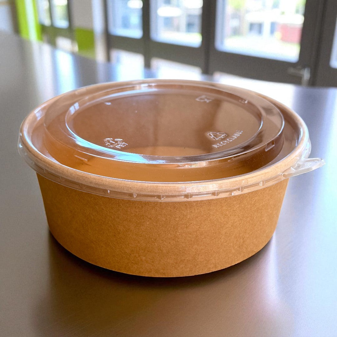 RPET Clear Lids For 185mm Round Salad Bowls Lifestyle - Propus Packaging