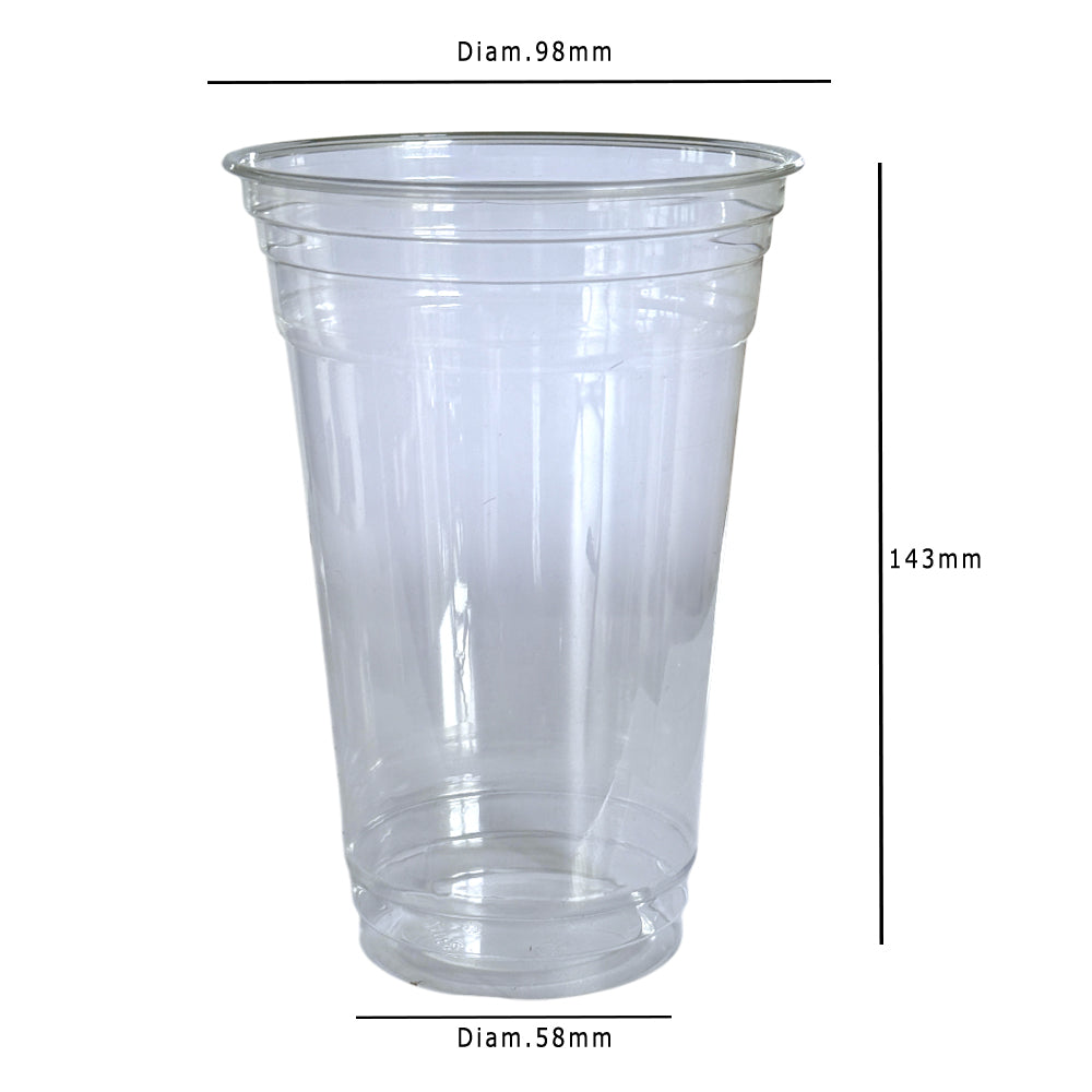 RPET Clear Smoothie Cups 20oz Dimensions - Propus Packaging