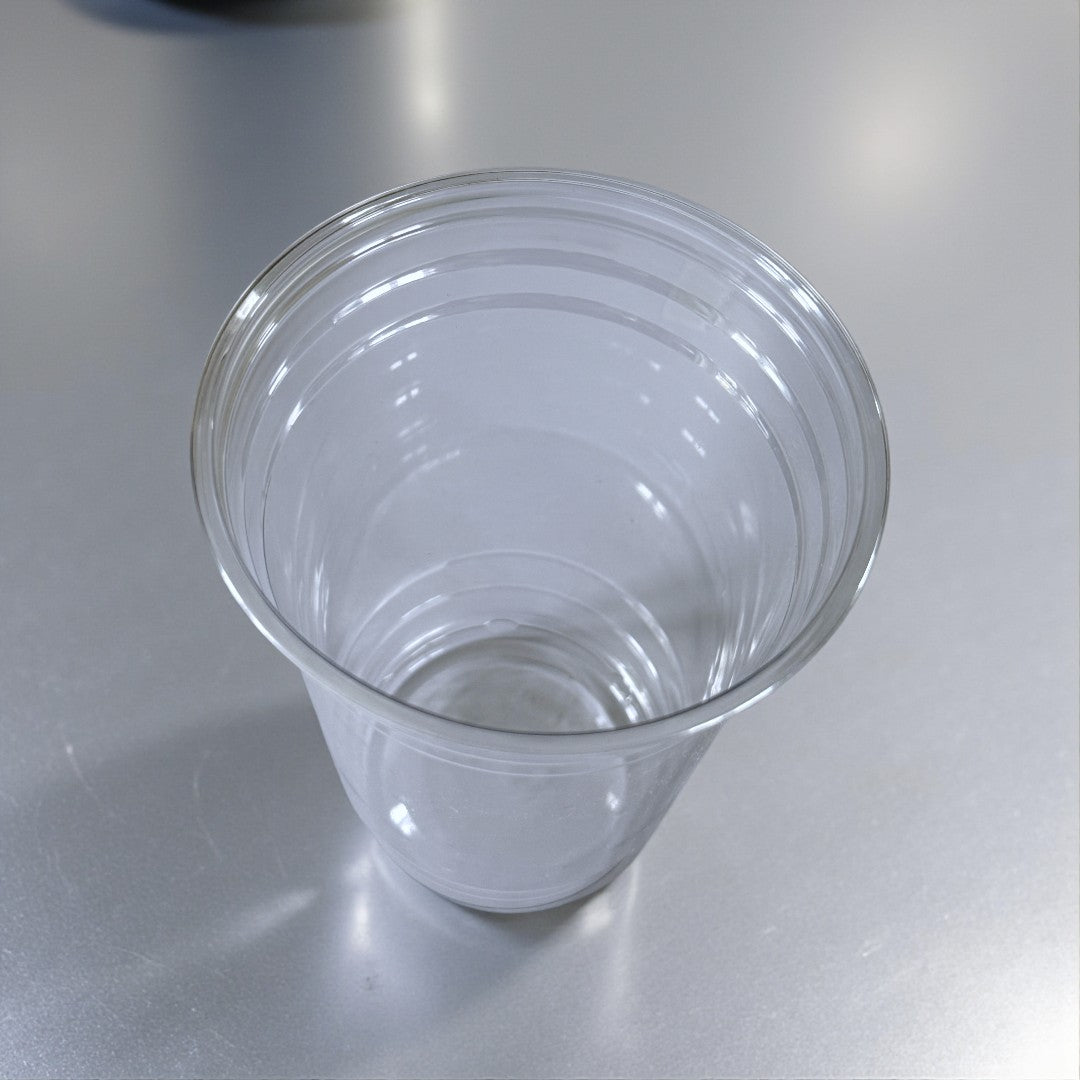 RPET Clear Smoothie Cups 20oz Overhead - Propus Packaging
