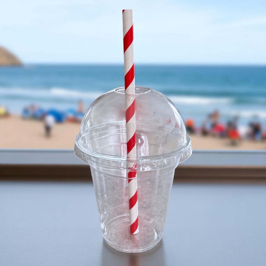 Red Stripe Smoothie Paper Straw 200x8mm Lifestyle - Propus Packaging